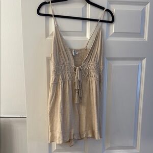 Beige linen romper